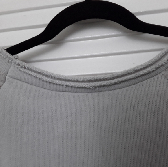 Paris Lace Shoulders Sweatshirt Top High Low M L - Picture 3 of 7